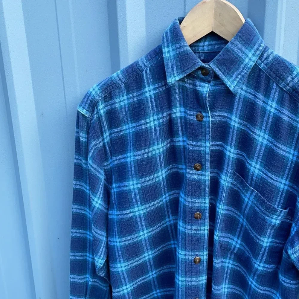 HAZEL CREEK • blue plaid flannel • size small - Picture 4 of 7